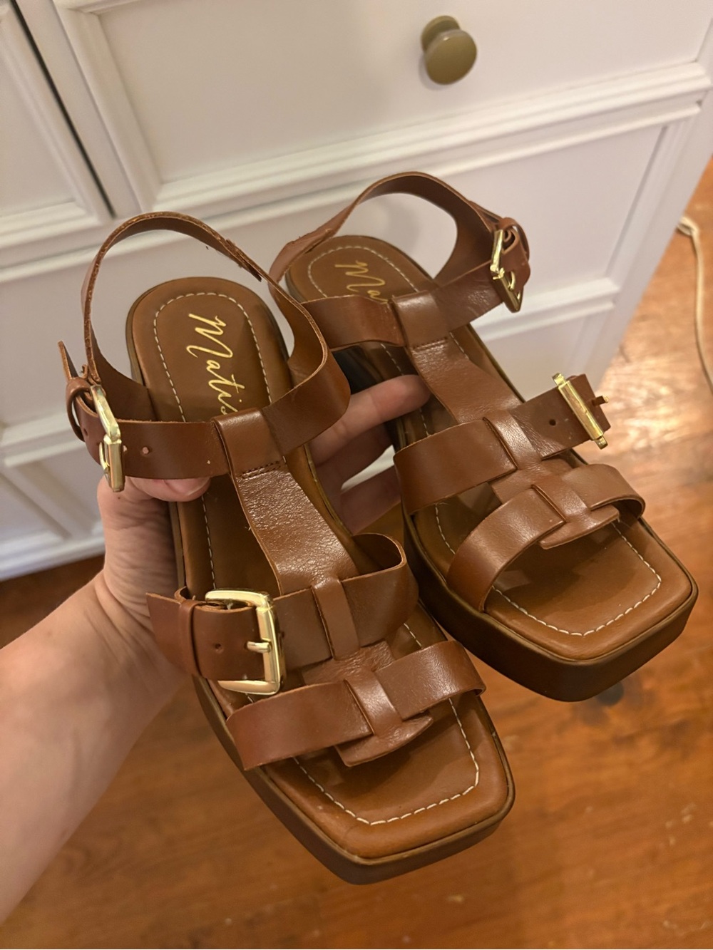 Matisse Tan Leather Buckle Platform Sandals